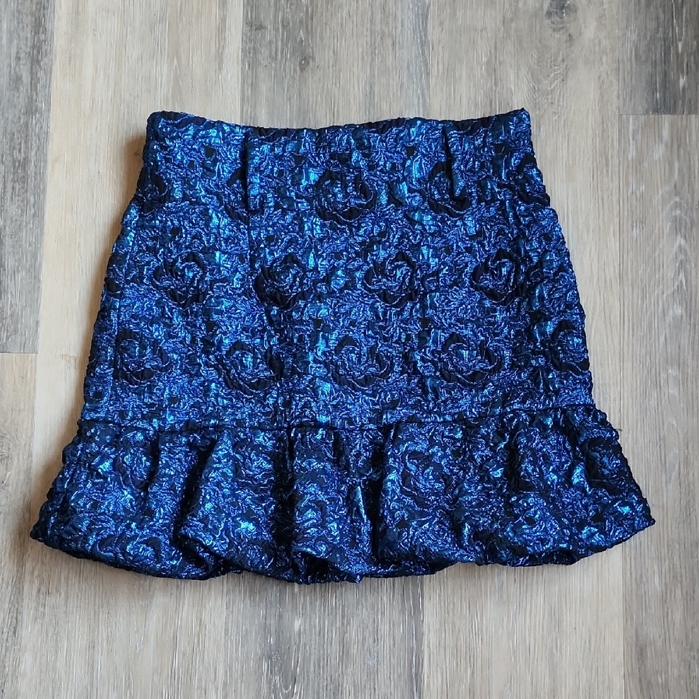 Zara Blue Textured Mini Skirt